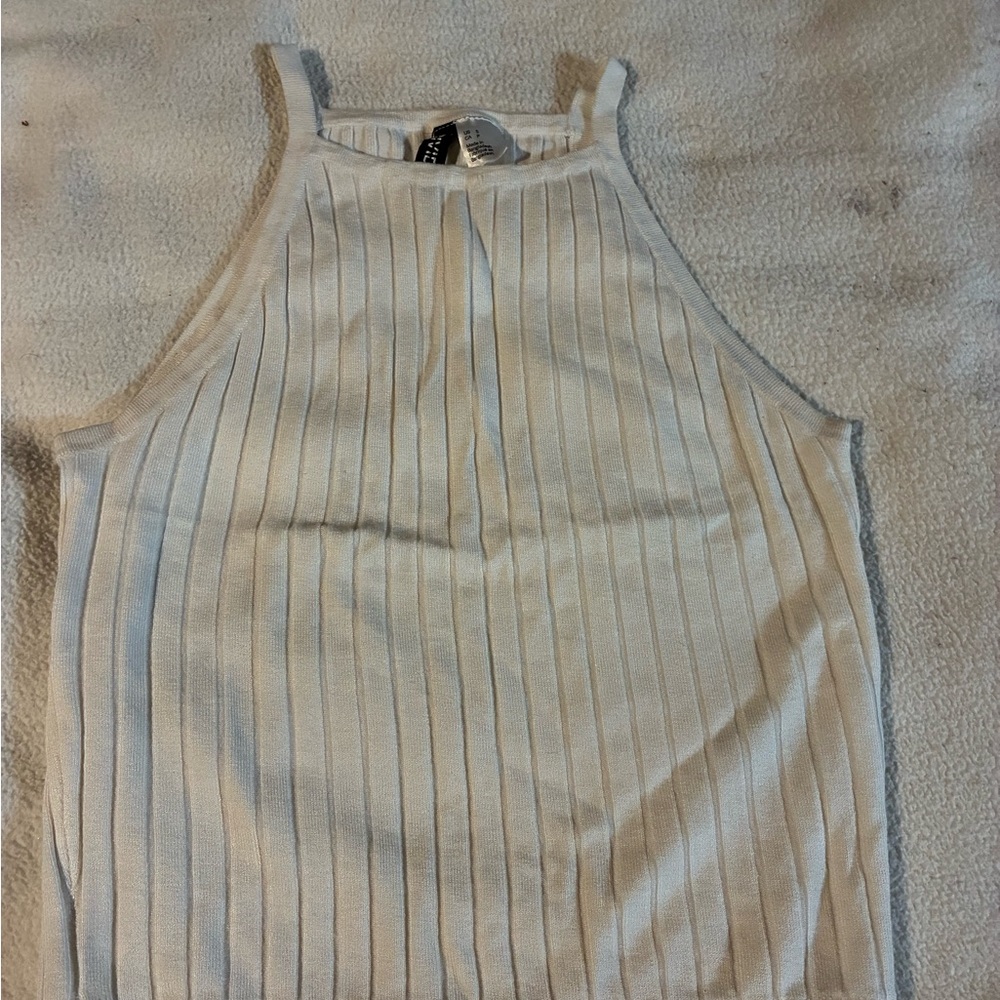 H&M Cream Ribbed Tank Top
